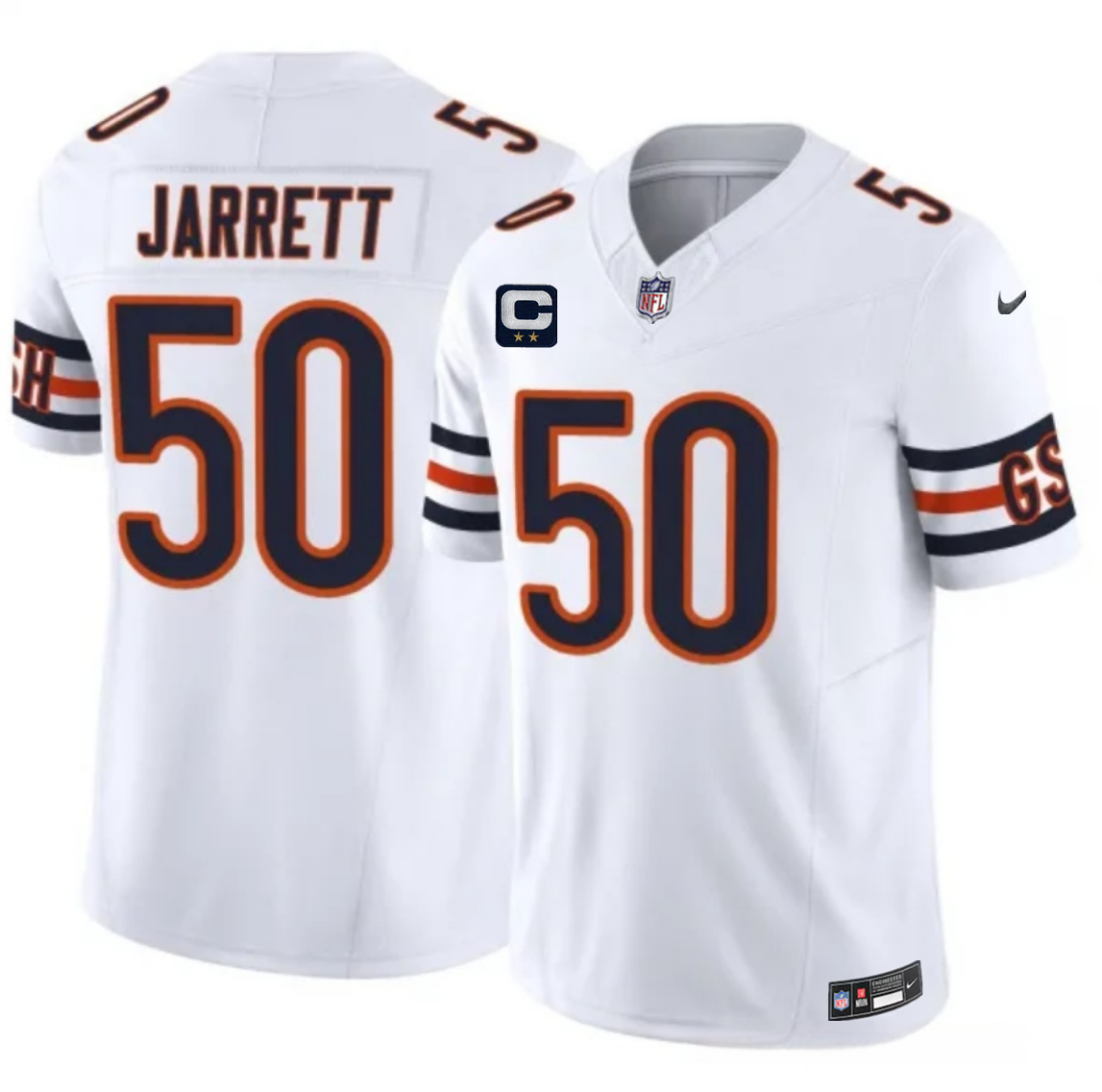 Men's White Chicago Bears #50 Grady Jarrett 2026 F.U.S.E. 2-Star C Patch Vapor Untouchable Limited Stitched Football Jersey